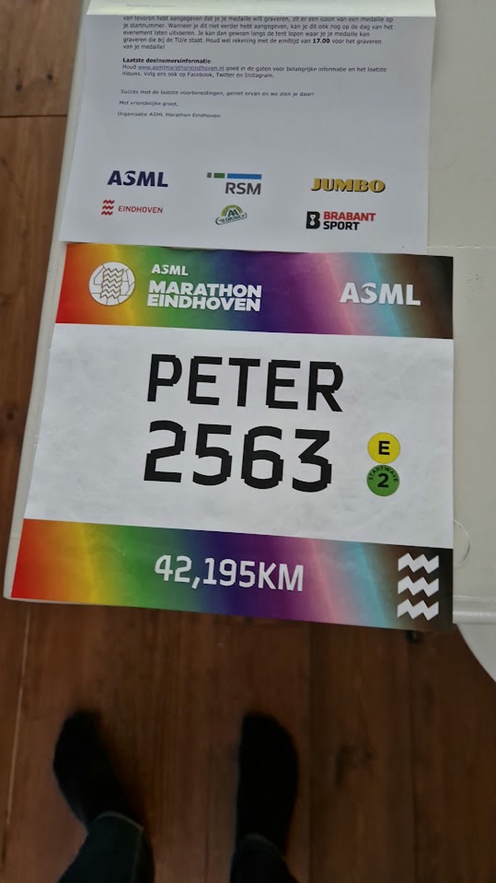 picture of the Eindhoven marathon bib picture of the Eindhoven marathon bib